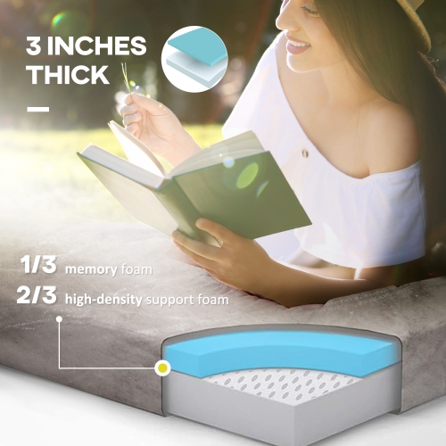 Outsunny Camping Mat, Sleeping Mat, Memory Foam Sleeping Pad, 2.8'' Thick Portable Roll Up Camping Mattress Sleeping Pad & Floor Mattress, Cot Mat