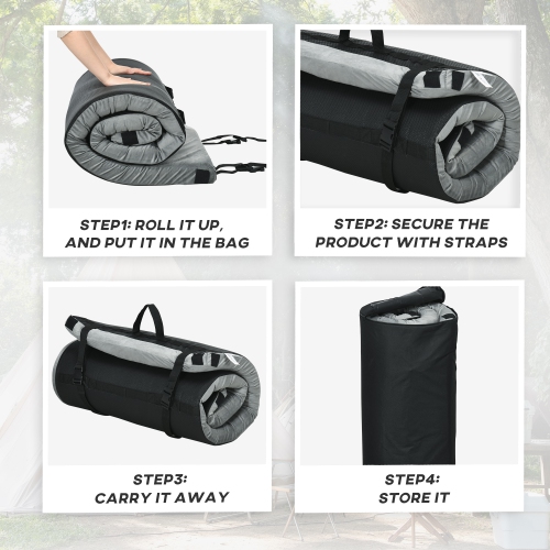 Outsunny Camping Mat, Sleeping Mat, Memory Foam Sleeping Pad, 2.8'' Thick Portable Roll Up Camping Mattress Sleeping Pad & Floor Mattress, Cot Mat