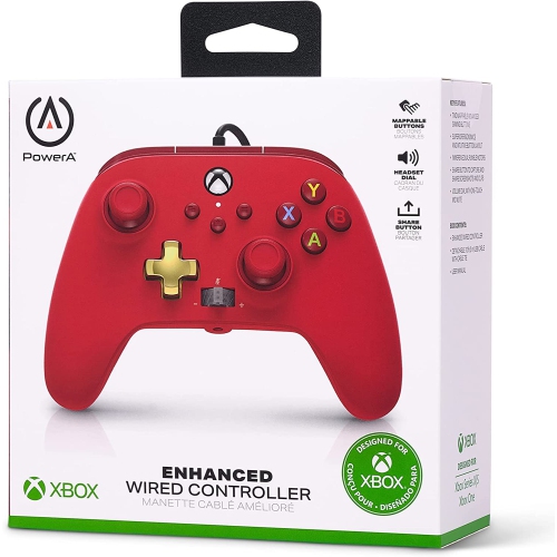 Manette avec fil optimisée ouverte de PowerA pour Xbox - Rouge
