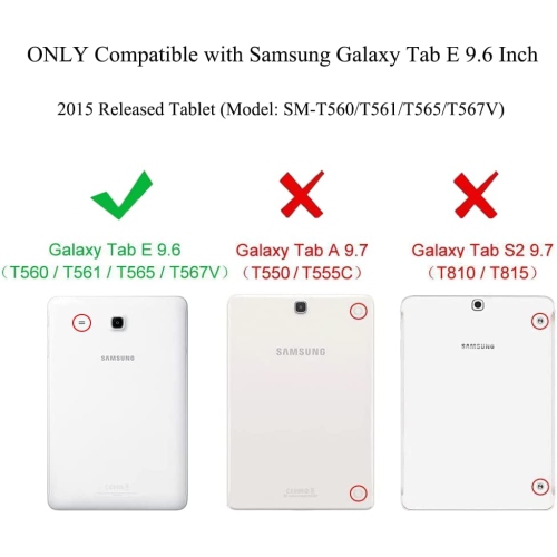 K Slim Case for Samsung Galaxy Tab E 9.6'', Lightweight Stand Cover for Samsung Galaxy Tab E 9.6 Inch Tablet 2015 Released Model SM-T560 T561 T565