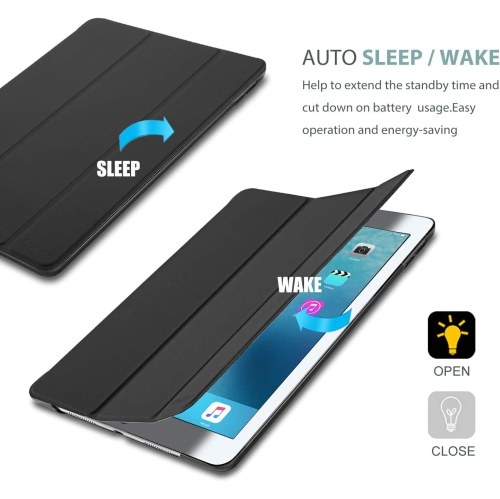 P iPad Pro 9.7 Case 2016, Ultra Slim Lightweight Stand Smart Case Shell with Translucent Frosted Back Cover for Apple iPad Pro 9.7 Inch -Black