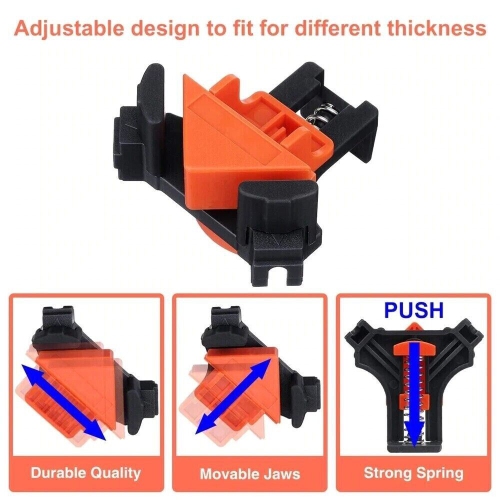 Corner Clamps 90 Degree Right Angle Clamps, 4 PCS Adjustable Woodworking Clamps for Welding, Drilling, Furniture Repair Connection Making Cabinets