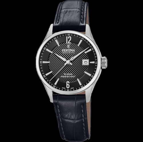 FESTINA  F20009/4 Swiss Made Leather Watch In In Black