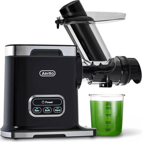 Aeitto - Juicer / Cold Masticating Juice Extractor. 2 Speed Modes, Black
