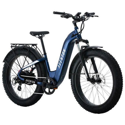 Vélo de ville électrique à cadre bas 500 W Aventure.2 d'Aventon avec autonomie maximale de 97 km - Moyen - Cobalt