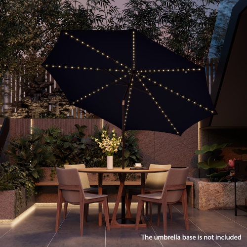 Gymax 10FT Solar Patio Umbrella 112 LED Lighted Umbrella Outdoor Table Market Umbrella