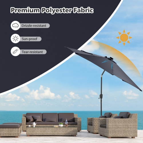 Gymax 10FT Solar Patio Umbrella 112 LED Lighted Umbrella Outdoor Table Market Umbrella
