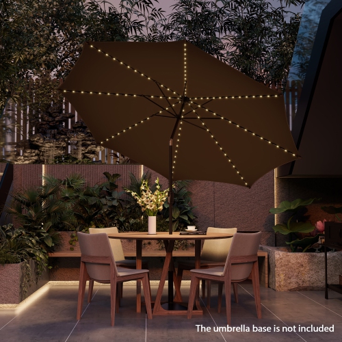 Gymax 10FT Solar Patio Umbrella 112 LED Lighted Umbrella Outdoor Table Market Umbrella