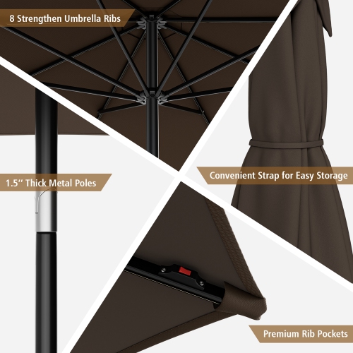 Gymax 10FT Solar Patio Umbrella 112 LED Lighted Umbrella Outdoor Table Market Umbrella