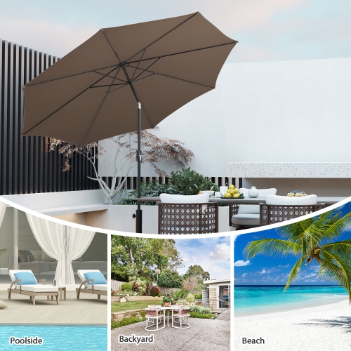 Gymax 10FT Solar Patio Umbrella 112 LED Lighted Umbrella Outdoor Table Market Umbrella