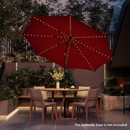 Gymax 10FT Solar Patio Umbrella 112 LED Lighted Umbrella Outdoor Table Market Umbrella