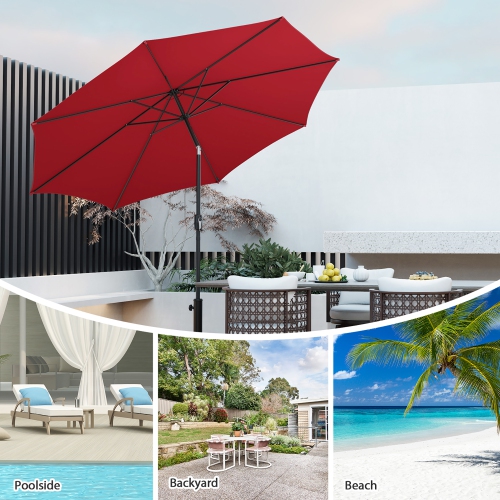 Gymax 10FT Solar Patio Umbrella 112 LED Lighted Umbrella Outdoor Table Market Umbrella