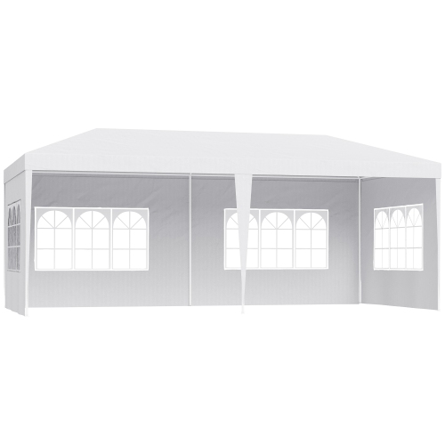 Outsunny 10' x 20' Party Tent, Portable Folding Wedding Tent, Garden Canopy Event Shelter, Outdoor Sunshade with 4 Removable Sidewalls, White