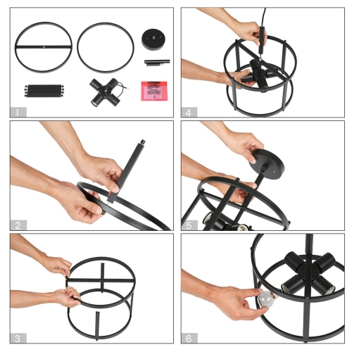 Modern Farmhouse 4-Light Metal Black Drum Semi-flush Mount Foyer Lights