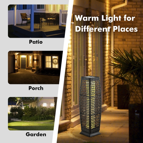 Gymax 2-Piece Outdoor Solar-Powered Floor Lamps IP65 Waterproof w/ Auto On/Off Light