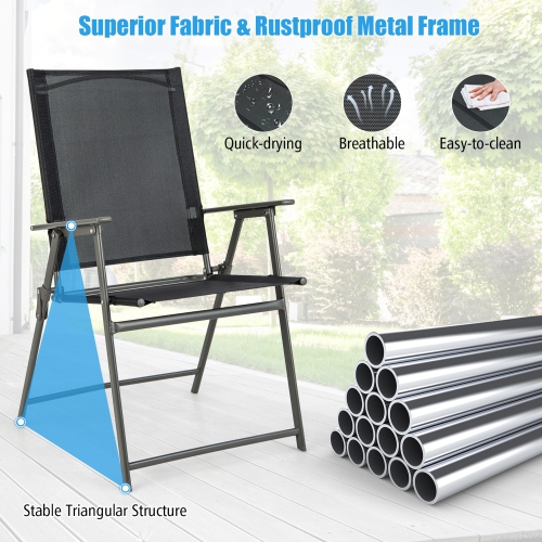 Gymax 4PCS Patio Portable Metal Folding Chairs Dining Chair Set Poolside Garden