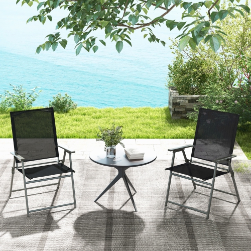 Gymax 2PCS Patio Portable Metal Folding Chairs Dining Chair Set Poolside Garden