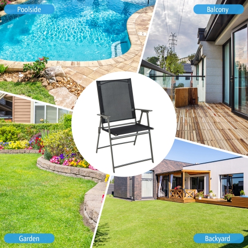 Gymax 2PCS Patio Portable Metal Folding Chairs Dining Chair Set Poolside Garden