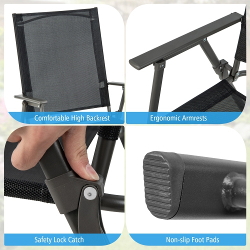 Gymax 2PCS Patio Portable Metal Folding Chairs Dining Chair Set Poolside Garden