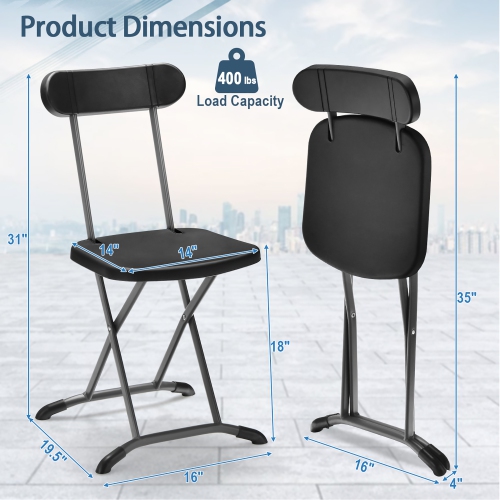 Gymax 4-Pack Folding Chair w/ Metal Curved Feet Wide Seat & Ergonomic Backrest