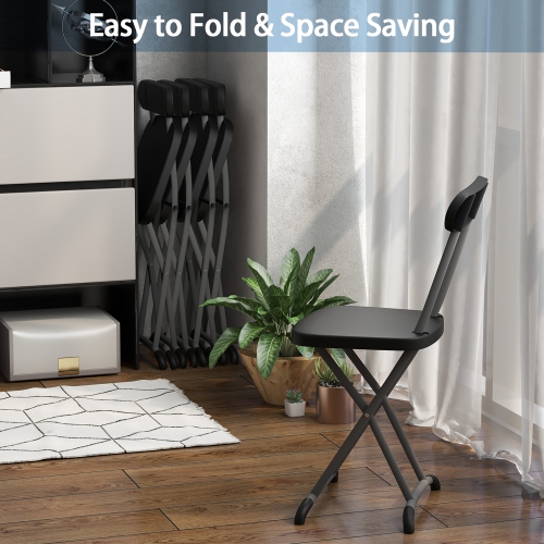 Gymax 4-Pack Folding Chair w/ Metal Curved Feet Wide Seat & Ergonomic Backrest