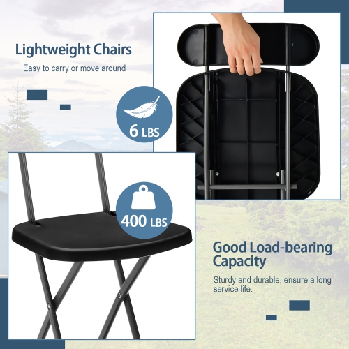 Gymax 4-Pack Folding Chair w/ Metal Curved Feet Wide Seat & Ergonomic Backrest