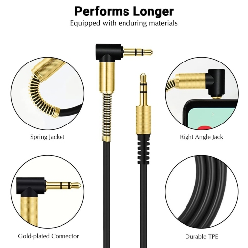 ISTAR Aux Cable 3.5mm Auxiliary Audio Cable 90 Degree Right Angle Compatible with Echo Dot Smartphones, Tablets, Speakers & More