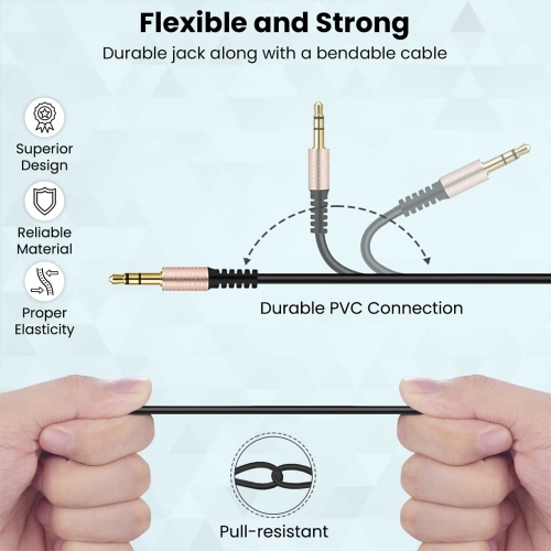 ISTAR Aux Cable 3.5mm Auxiliary Audio Cable 90 Degree Right Angle Compatible with Echo Dot Smartphones, Tablets, Speakers & More