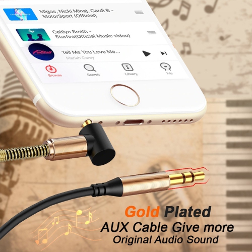 ISTAR Aux Cable 3.5mm Auxiliary Audio Cable 90 Degree Right Angle Compatible with Echo Dot Smartphones, Tablets, Speakers & More