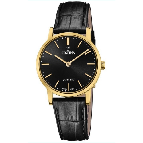 FESTINA  F20017/3 Swiss Made Leather Watch In In Black