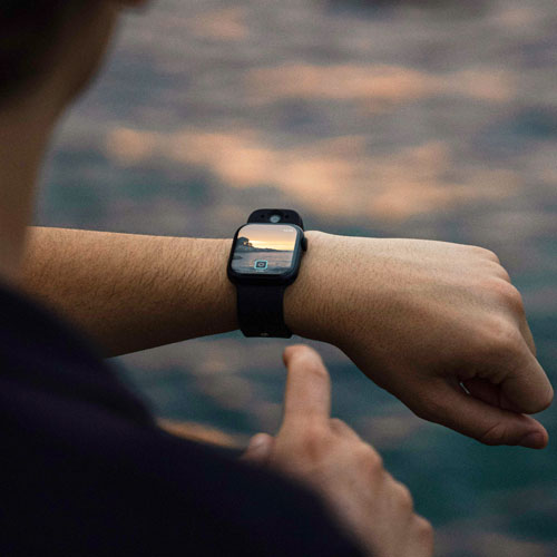 Bracelet en silicone intelligent à deux caméras de Wristcam pour Apple Watch 38/40/41 mm - Grand - Noir