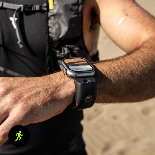 Bracelet en silicone intelligent à deux caméras de Wristcam pour Apple Watch 38/40/41 mm - Grand - Noir