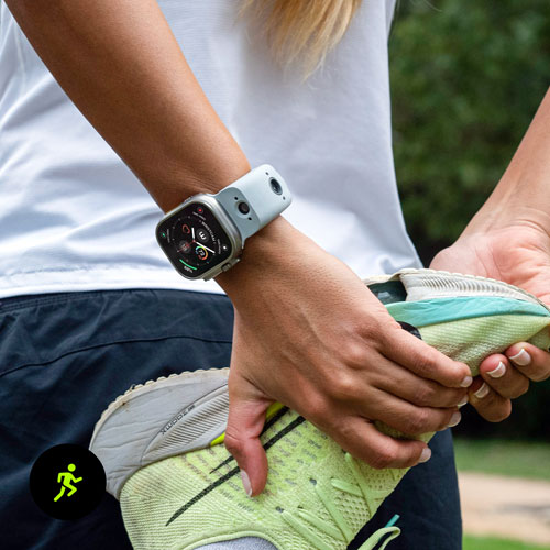 Bracelet en silicone intelligent à deux caméras de Wristcam pour Apple Watch 38/40/41 mm - Moyen/Grand - Noir