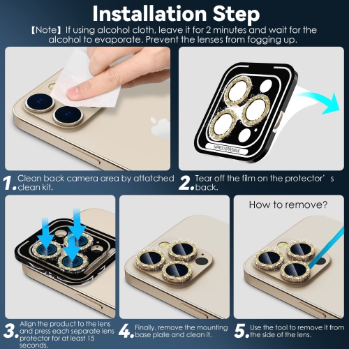 iPhone 14 Pro - Protecteur d'objectif iPhone 14 Pro Max, 9H Protecteur d'écran en verre trempé bague individuelle en métal pour iPhone 14Pro 6,1 po