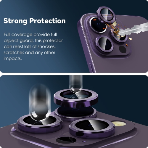 for iPhone 14 Pro - iPhone 14 Pro Max Camera Lens Protector, 9H Tempered Glass Camera Cover Screen Protector Metal Individual Ring for iPhone 14Pro