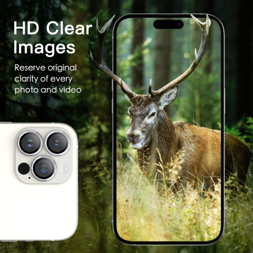 Camera Lens Protector for iPhone 14 Pro 6.1-Inch and iPhone 14 Pro Max 6.7-Inch, 9H Tempered Glass Metal Individual Ring Cover, HD Clear, 3-Pack