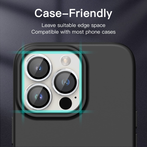 Camera Lens Protector for iPhone 14 Pro 6.1-Inch and iPhone 14 Pro Max 6.7-Inch, 9H Tempered Glass Metal Individual Ring Cover, HD Clear, 3-Pack