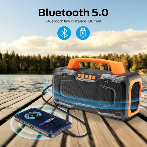 Open Box - Bugani M118 70W Powerful Portable Wireless IPX7 Waterproof Speaker