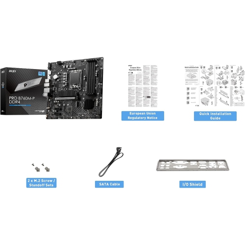 MSI PRO B760M-P DDR4, Intel B760, mATX LGA Socket 1700,Supports 12th/13th Gen Intel® CPU, 4 DIMMs DDR4, PCIE 4.0, M.2 x 2, USB 3.2 Ports, USB Type-C,