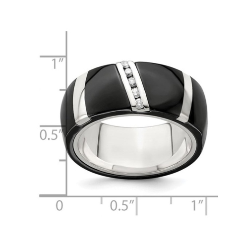 Mens Black Titanium Diamond Wedding Band Ring 1/10 Carat (10mm)