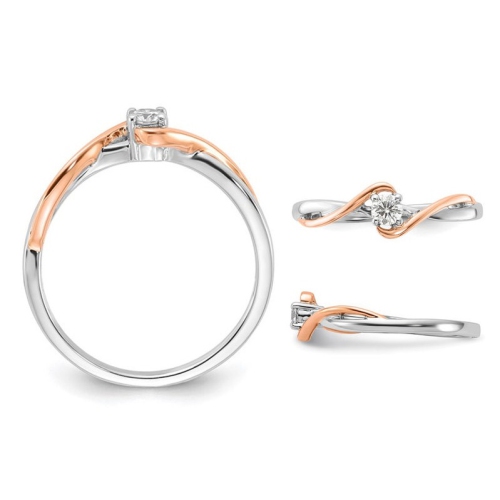 1/8 Carat Solitaire Diamond Promise Ring in 10K White and Rose Gold