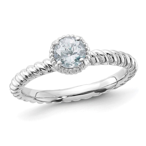GEM AND HARMONY  2/5 Carat (Ctw) Aquamarine Solitaire Ring In Sterling In Silver