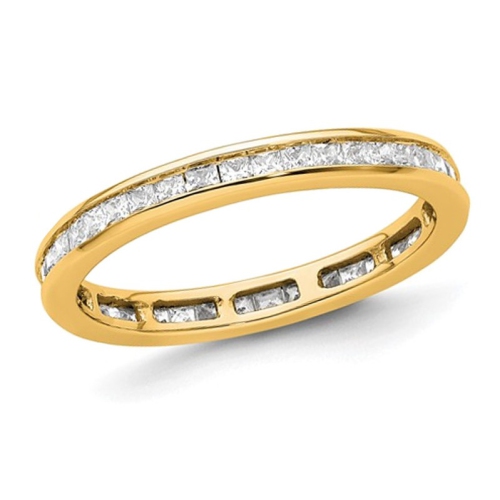 GEM AND HARMONY  1.00 Carat (Ctw H-I, I1-I2) Princess-Cut Diamond Eternity Wedding Band Ring In 14K Gold In Yellow