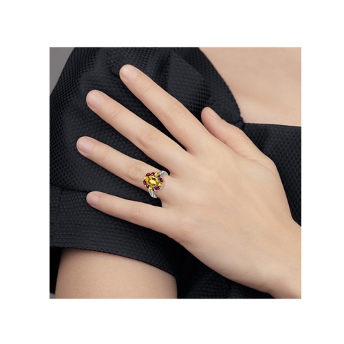 Bague en argent sterling avec citrine 1.60 ct et grenats