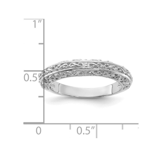 14K White Gold 3mm Filigree Wedding Band Ring