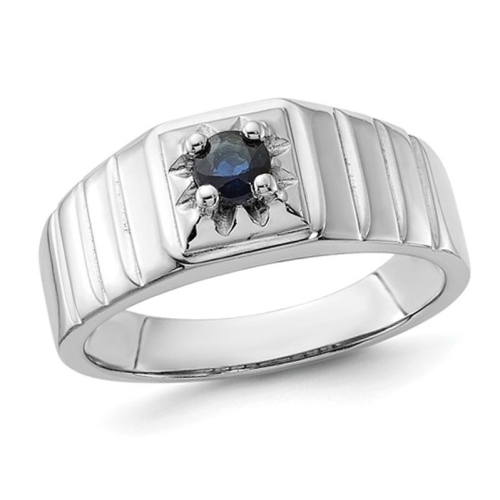 GEM AND HARMONY  Mens 1/3 Carat (Ctw) Dark Sapphire Ring In Sterling Silver In Blue