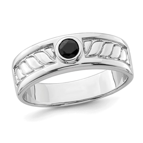 GEM AND HARMONY  Mens 1.50 Carat (Ctw) Onyx Ring In Sterling Silver In Black