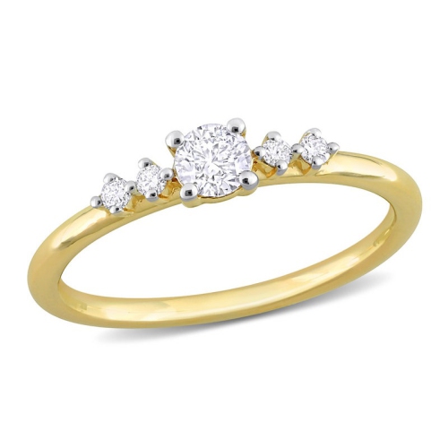 Bague en or jaune 14 ct avec diamants 1/3 ct I1-I2 et H-I
