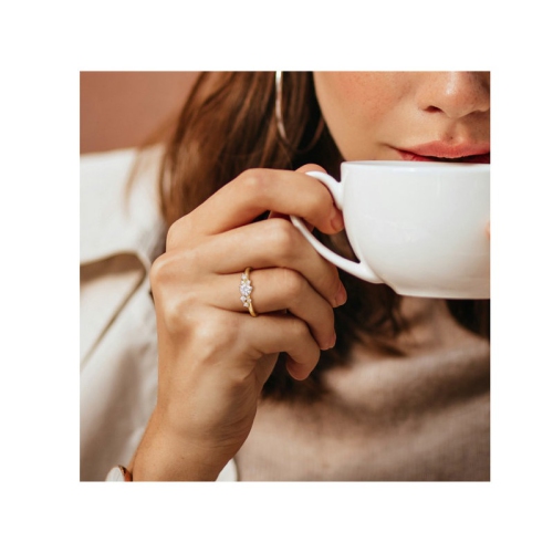 Bague en or jaune 14 ct avec diamants 1/3 ct I1-I2 et H-I