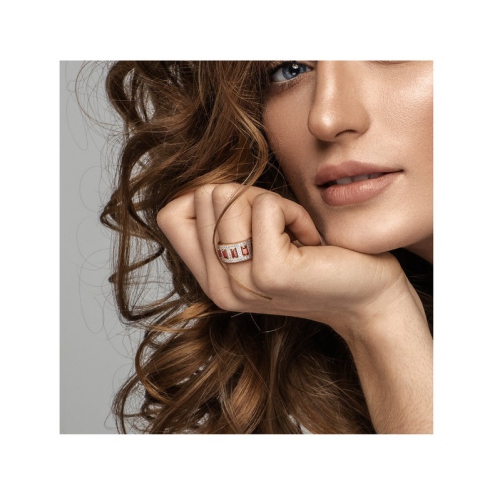 2.41 Carat Baguettte Garnet Eternity Band Ring in Yelllow Plated Silver with White Topaz